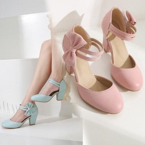 2020 Size 32-43Women High Heel Sandals Round Toe Heels Shoes Womens Sandals Pink white blue bow Wedding Party Lady Footwears