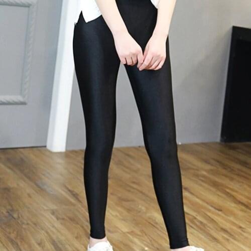 Womens Workout Leggings Casual Shiny Glossy Legging Female Fitness Plus Size S- 5 XL Black Solid Leggings