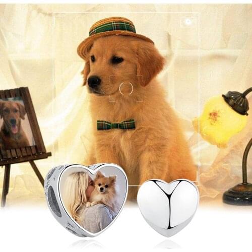 ELESHE 100% 925 Sterling Silver Engrave Name Heart Bead Personalized Photo Charm For Women Fit Original Bracelet DIY Jewelry