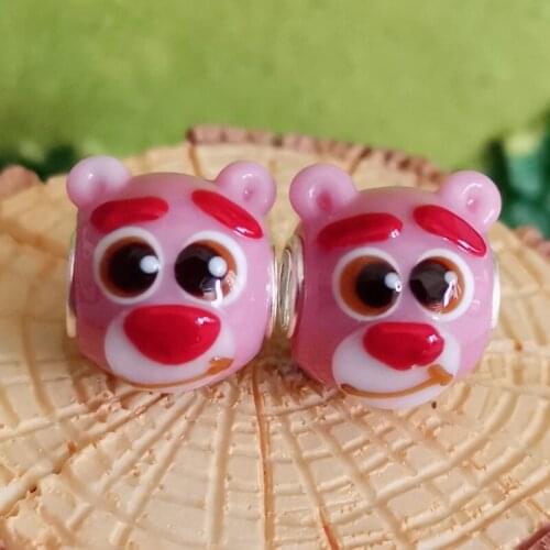 Pink 100% Real 925 Sterling Silver Big Hole Murano Glass Bead Fit Original European Charm Bracelet Women DIY Jewelry Making