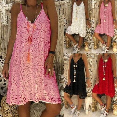 Summer Open Back Loose 4xl Spaghetti Straps Womens Short Sexy Dress 4 Color V-neck Sling Lace Solid Large Elegant White Dress