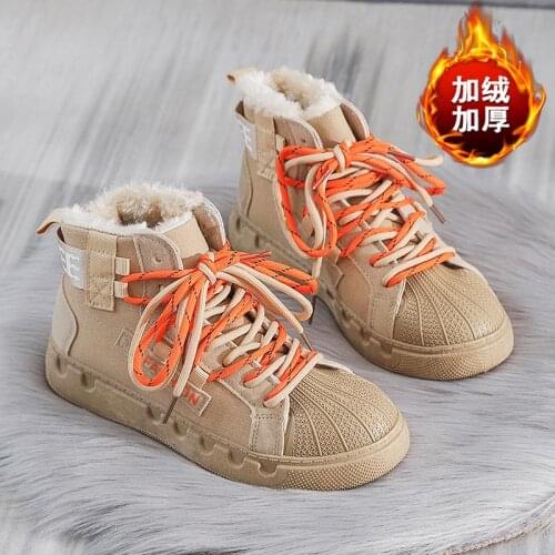 Winter Warm High Top Sports Women Trainers Sneakers Womens Sport Shoes Tennis Running Brown Fur Chaussure Femme Ete 2021 B-1516