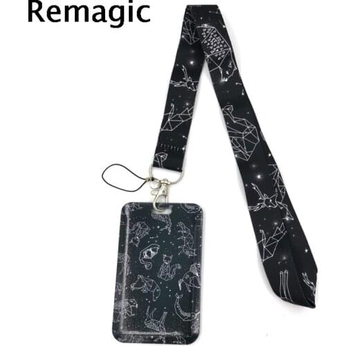 Starry animal Anime Lanyard Badge Holder ID Card Lanyards Mobile Phone Rope Key Lanyard Neck Straps Keychain Key Ring