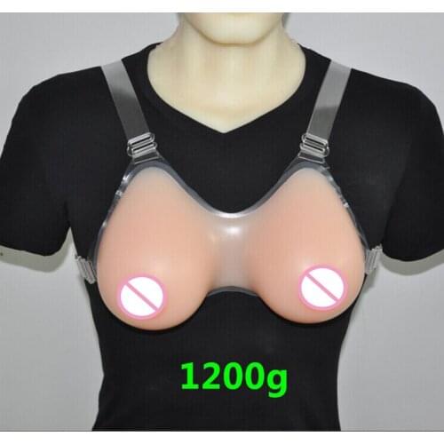 1Pair Silicone Breast Form Skin Color 100% Medical Fake Chest Prothesis For Man Crossdresser Strap On Artificial Boob Enhancer