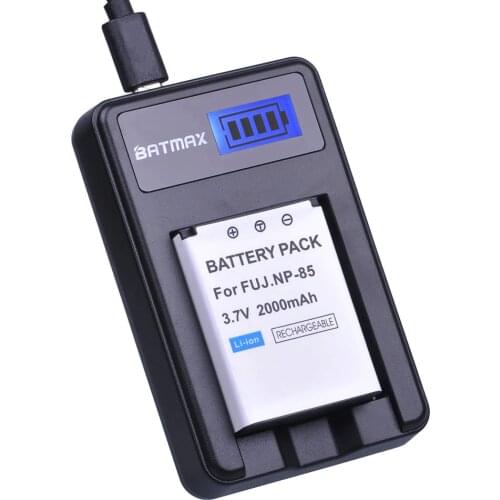 1Pcs 3.7V NP-85 NP85 NP 85 Rechargeable Batteries + LCD USB Charger for Fujifilm NP-85, BC-85, BC-85A FinePix S1, FinePix SL2