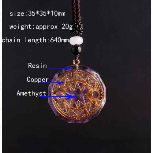 6PCS Chakra Reiki Orgone Energy Pendant Necklace Natural Stone Amethysts Healing Pendulum Radiesthesia Jewelry Necklaces