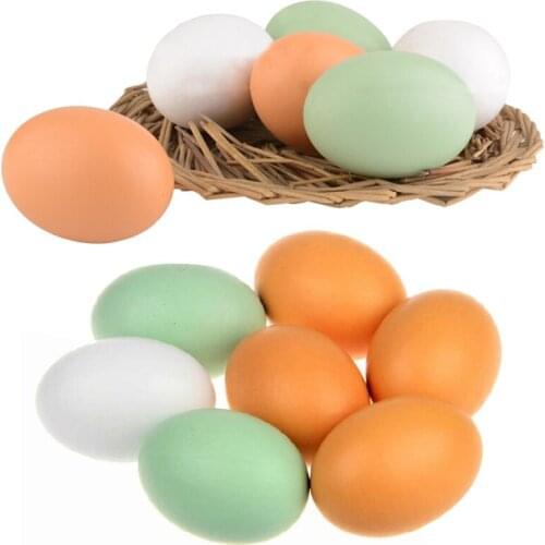 6pcs/lot New DIY Wood Simulation Egg Pretend Play Kids Childrens Gift Toys