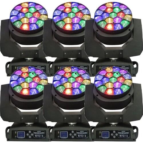6pcs/lot Led light source 19*15W big Bee Eyes LED Moving Head Zoom light clay paky wash rotation lens dmx for party