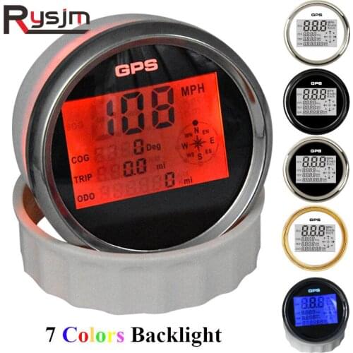 Waterproof 85mm Car Boat Digital GPS Speedometer Odometer 0~999 MPH/knots/ Km/h Adjustable Speed gauge 7 color backlight 12V 24V