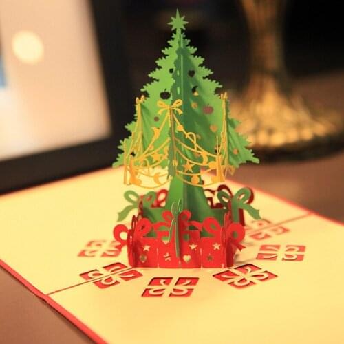 Hot sale 1Pcs/bag Handcrafted Origami 3D Greeting Christmas Card Pop Up Card White Envelope Postcards Gift Event Party Supplies