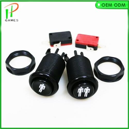 HAPP American style Button of 1& 2 player push buttons black white color button switch for arcade console cabinet game machine