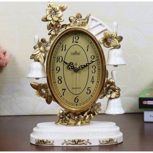 ART EUROPEAN TABLE CLOCK LUXURY CRAFTS CREATIVE VINTAGE LIVING ROOM SILENT ALARM CLOCK DESKTOP WEKKER HOME DECOR CLOCK DA60ZZ
