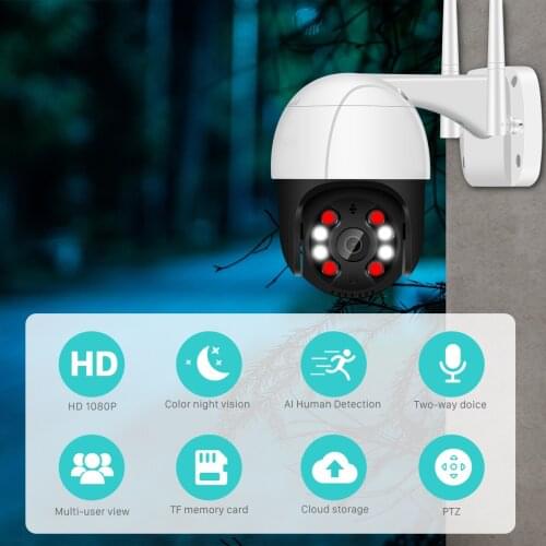 PTZ IP Camera Outdoor 1080P/3MP Wifi Night Vision Two Way Audio Speed Dome Auto Tracking Alarm Home Security Camera Surveillance