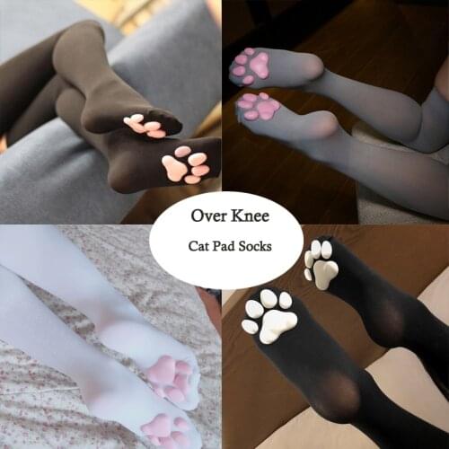 Over Knee Kawaii 3D Cat Pad Kitten Paw Socks Girl Lolita Cosplay Velvet Leggings Overknee Thigh High Long Stockings 60CM