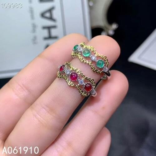 KJJEAXCMY boutique jewelry 925 sterling silver inlaid Natural ruby Emerald ring female support detection fashion