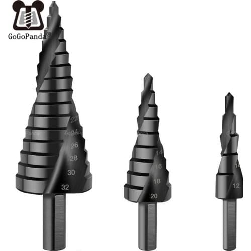 Free Shipping 3pcs/lot 4-32MM HSS Cobalt Step Drills Nitrogen High Speed Steel Spiral Metal Cone Drill Bit Set Triangle Shank