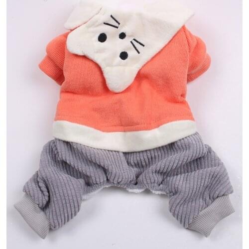New Dog Cat Warm Jumpsuit Hoodie Cat Design Pet Puppy Coat Jacket Winter Warm Clothes Outfit