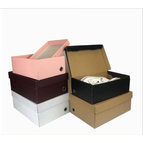 Shoe Storage Box 100Pcs Custom Printed Logo Shoe Box Gift Box Foldable Corrugated Paper Box For Packaging Shoe