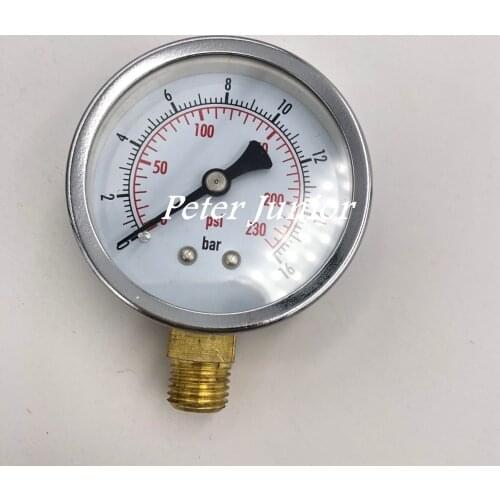 60mm 0-230psi 0-16bar 1/4"BSP Male Threaded Black Round Case Air Compressor Pressure Gauge