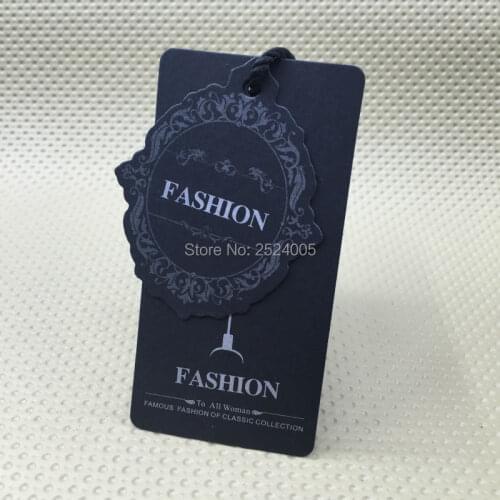 Custom clothing dress black matte paper printed tag/price tagging/garment printed label/cardboard tag/brand logo 1000 pcs a lot