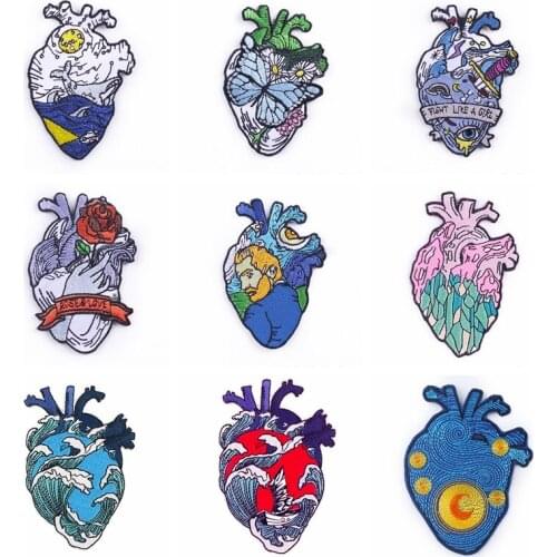 Heart Patches For Clothing Iron On Embroidered Patches For Kid Clothes Stickers On Appliques DIY T-shirt Badges Accessories