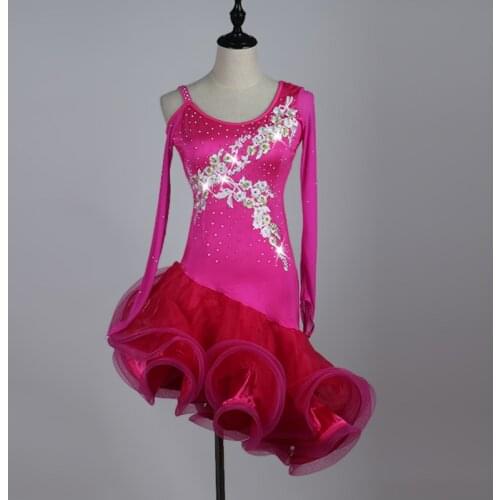 Lady performance dress Women latin dance clothes latin dance dress girls latin dance dresses dancer clothing red lq010