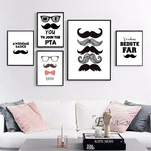 Awesome Moustache Glasses Minimalist Canvas Painting Posters And Prints For Living Room No Framed Wall Art Picture Home Decor