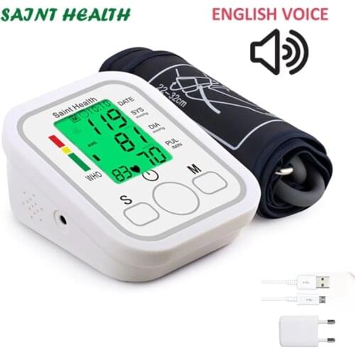 Full Automatic Upper Arm Electronic Sphygmomanometer Household Sphygmomanometer English Voice Broadcast Blood Pressure meter