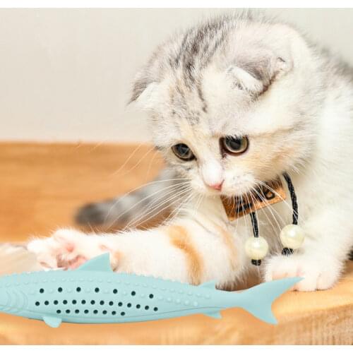 Silicone Cat Chew Toys Pet Catnip Molar Teeth Cleaning Simulation Fish Shape Training Interactive Toy For Cat Wagging Supplies
