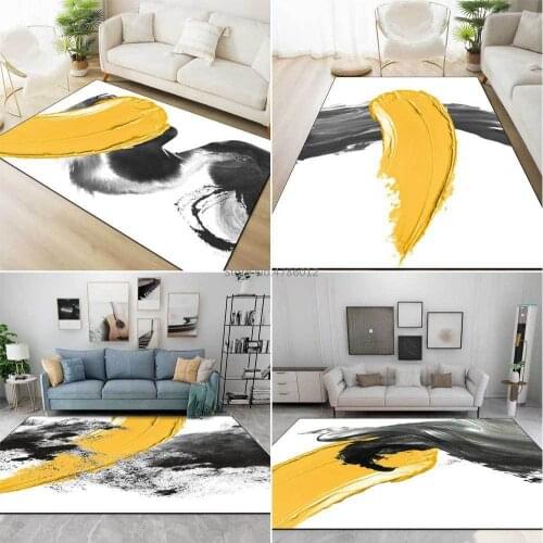 Light luxury new Chinese style abstract ink painting watercolor black and white yellow living room bedroom bedside carpet