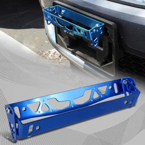 Universal Blue Aluminum Car Number License Plate Mount Bracket Holder Bull Bar Front Bumper Offroad Light Bar License