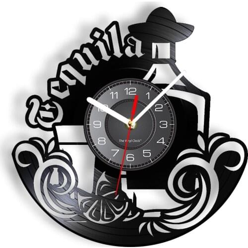 Tequila Vintage Wall Clock Reposado Pulque Winebottle Alcohol Laser Cut Retro Wall Watch Cellar Chateau Hanging Decor Disk Craft