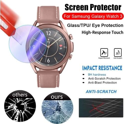 9H Tempered Glass For Samsung Galaxy Watch 3 45mm 41mm 3D Curved TPU Screen Protector Film Guard Cover