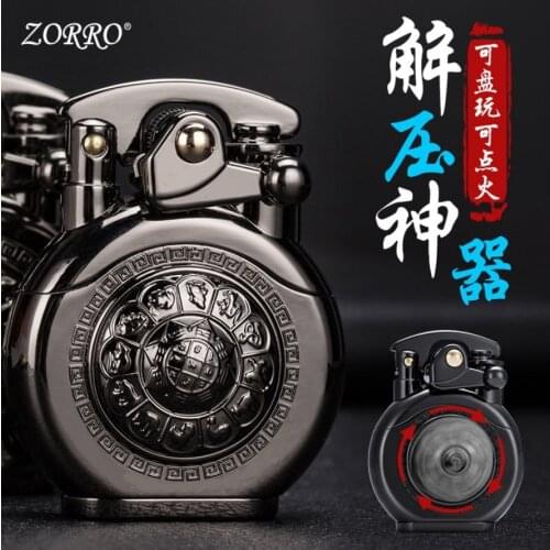 Zorro Original kerosene oil lighter classics armor metal rocker arm creative personal antique igniter male gadgets 5.9cm 109g