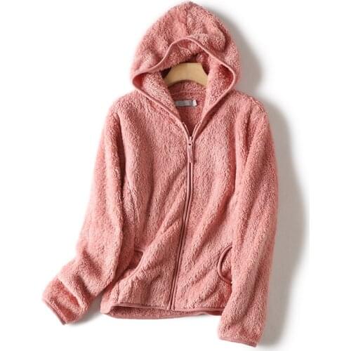 Zuolunouba 2020 Autumn And Winter New Coral Fleece Women Hoodie Zipper Pocket Soft Furry Casual Solid Color Plus Size Girl Coat