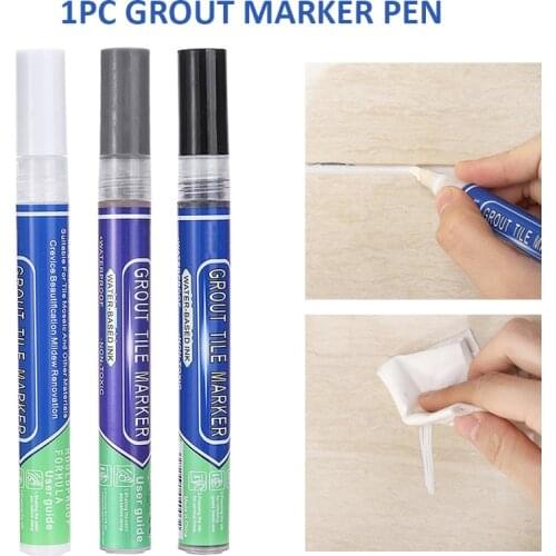 1pc Grout Pen Home Tile Grout Pen Water Resistant Kitchen Instant Tile Repair Anti Mould Black/Gray /White Grout Marker