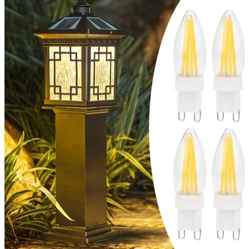 10Pcs 3W AC220V G9 Lamp Bulb Dimmable Long Filament Bi-Pin LED Light Bulb Indoor Chandelier Pendent Lamp Table Desk Light Bulb
