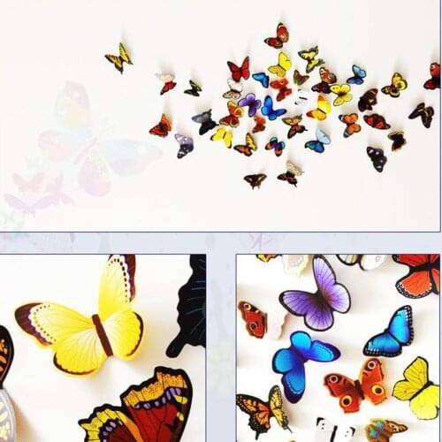 19Pcs/Lot Butterfly Stereo Wall Stickers Childrens Bedroom Removable Wall Stickers Room Decor