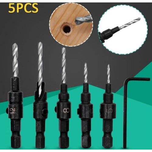 4pcs/5pcs Countersink Drill Woodworking Drill Bit Set Drilling Holes For Screw Sizes Countersunk head screw drill for wood