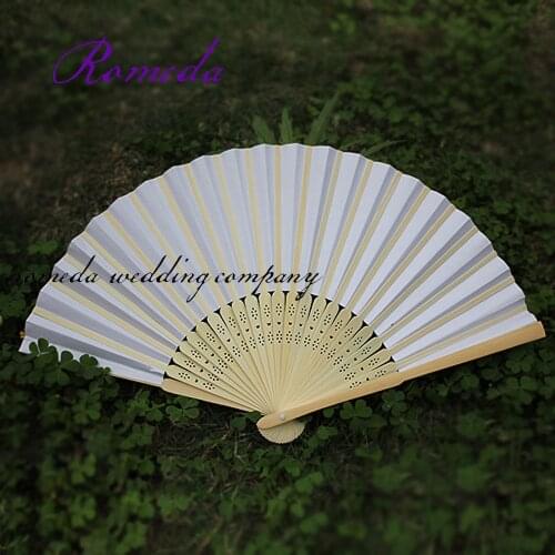 50Piece/Lot wedding white paper hand fan Wedding Favours Wedding Paper Fan