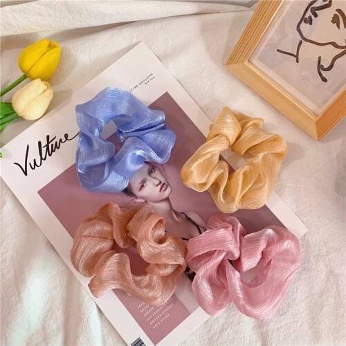 2Pcs/Set Satin Organza Headband Cute French Elastic Hair Bands Spring And Summer New Headdress