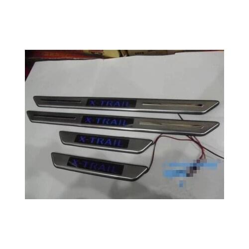 Car styling Accessories FOR Nissan X-Trail 2008-2013 Stainless Steel LED DOOR SCUFF SILL PANEL STEP PLATE Cover Protector Plates