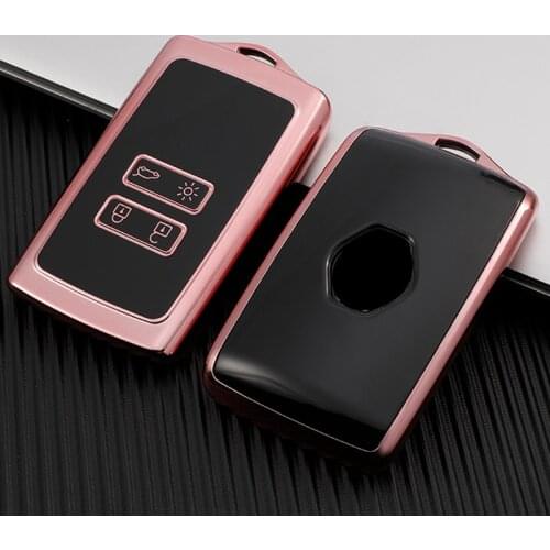 TPU Car Key Case Cover For Renault Koleos Kadjar Keychain Holder Protector Wallet 4-Button Smart Remote Control Box Accessories