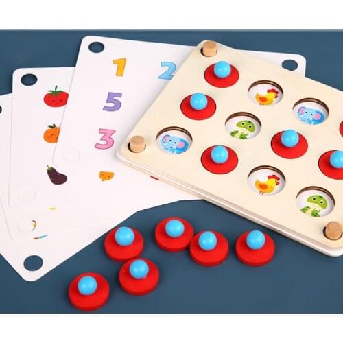 Montessori Memory Chess Game 3D Wooden Puzzle Board Logic Toy Interaction Early Learning Educational Toys For Children Kids Mini