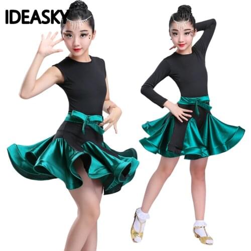 Children Girl Kids Skirt Tango Samba salsa cha cha Latin Dresses Modern Ballroom Latino Dresses For Dancing Dance Costume tango