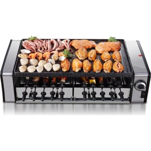 Household No-smoke Barbecue Pits Korean Commercial Automatic Electric Barbecue Machine Non-stick Electric Grills & Griddles 220v