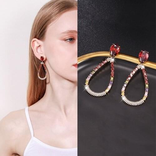 EYER Luxury Beautiful Multicolor Drop Oval Earrings For Women Wedding Party Bridal Jewelry boucle d'oreille femme Gift Jewelry
