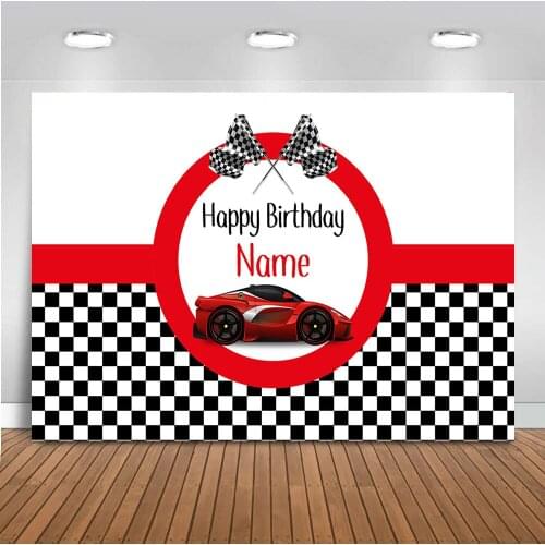 Birthday Backdrop Race Car Happy Birthday Red Race Car Boy Custom Racing Children Party Decorations Background Photocall