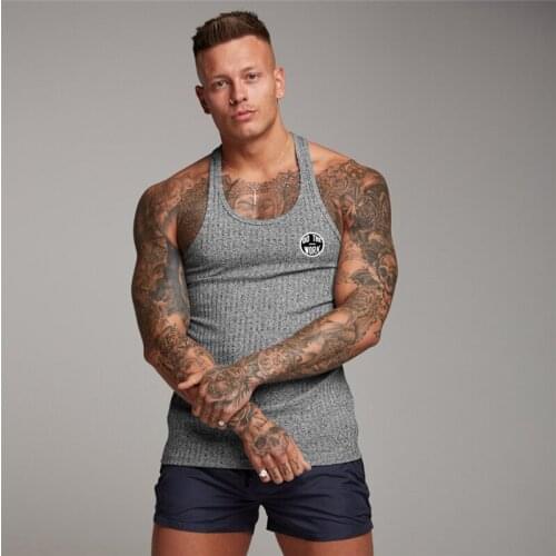 New Mens Fashion Solid O Neck Sleeveless T Shirt Fitness Slim Fit Sports Singlets Strips Tank Top Summer Knitted Gym Clothing