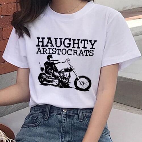Harajuku White T Shirt Women Tops Fashion Street locomotive Printing Tshirt Women Shirts Summer Short Sleeve T-Shirt Streetwear